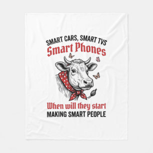 Funny Smart People Cow Vintage Engraving T-Shirt D Fleece Blanket
