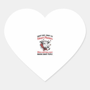 Funny Smart People Cow Vintage Engraving T-Shirt D Heart Sticker