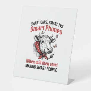 Funny Smart People Cow Vintage Engraving T-Shirt D Pedestal Sign