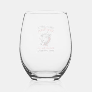 Funny Smart People Cow Vintage Engraving T-Shirt D Stemless Wine Glass