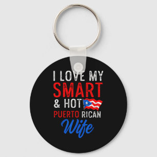 Funny Smart Puerto Rican Wife Flag Key Ring