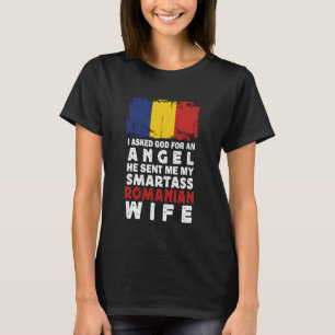 Funny Smartass Romanian Wife Romania Flag Spouses T-Shirt