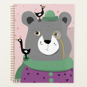 Funny smarty bear planner top hat and monocle