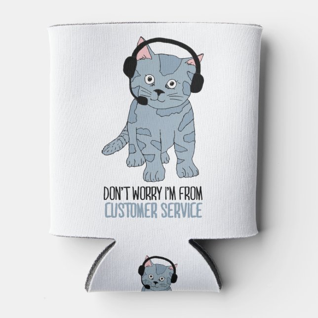 Funny Smiling Cat Customer Support Epic Sarcastic Can Cooler (Front)