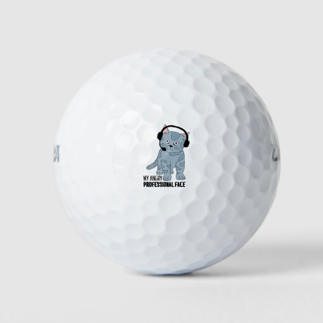 Funny Smiling Cat Professional Epic Sarcastic Golf Balls (Front)