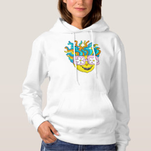 Funny Smiling Character with Pink Glasses Colourfu Hoodie