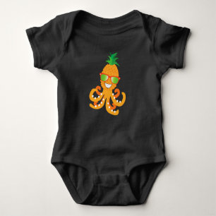 FUNNY SMILING EXOTIC TROPICAL PINEAPPLE OCTOPUS BABY BODYSUIT