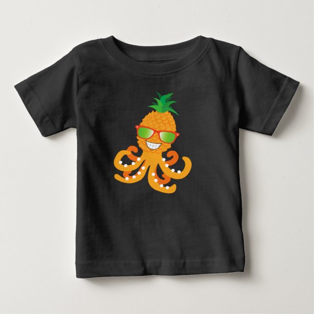 FUNNY SMILING EXOTIC TROPICAL PINEAPPLE OCTOPUS T- BABY T-Shirt (Front)