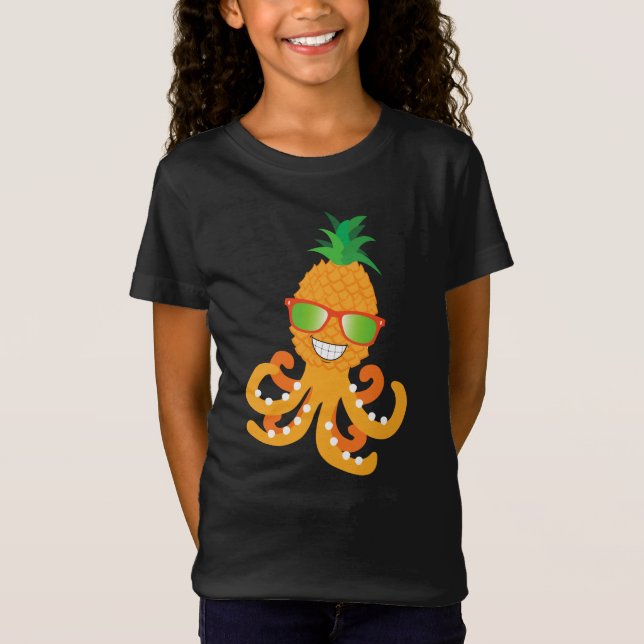 FUNNY SMILING EXOTIC TROPICAL PINEAPPLE OCTOPUS T- T-Shirt (Front)