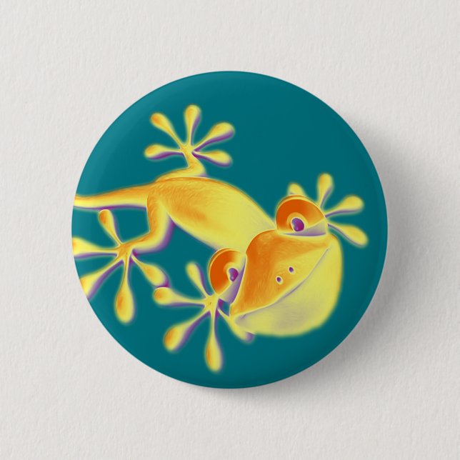 Funny Smiling Gecko + your background & ideas 6 Cm Round Badge (Front)