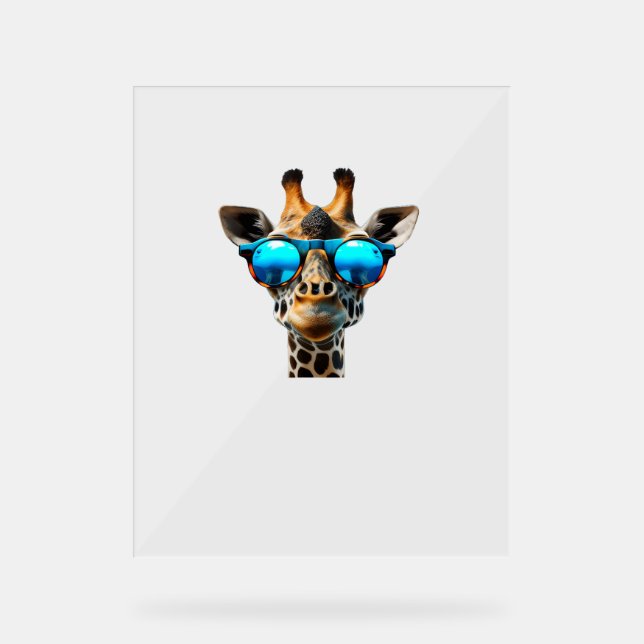 Funny smiling Giraffe with Sunglasses  Acrylic Sign (Front)