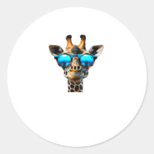 Funny smiling Giraffe with Sunglasses  Classic Round Sticker