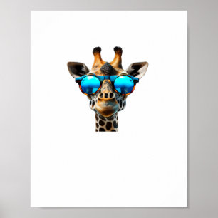 Funny smiling Giraffe with Sunglasses  Poster