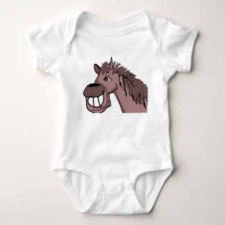 Funny Smiling Horse Cartoon | Silly Grin Baby Bodysuit