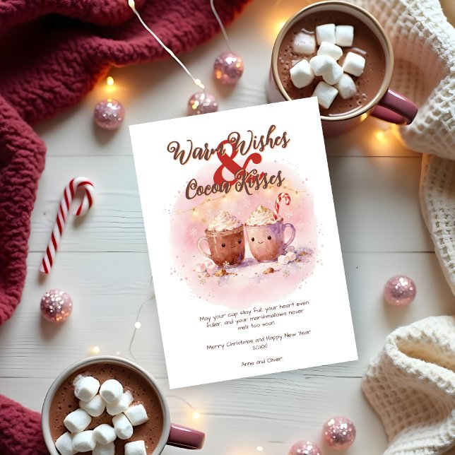 Funny Smiling Mugs of Hot Chocolate Christmas Holiday Card (Funny Smiling Mugs of Hot Chocolate Christmas Holidays Cards. )