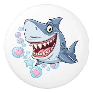 Funny Smiling Shark Ceramic Knob