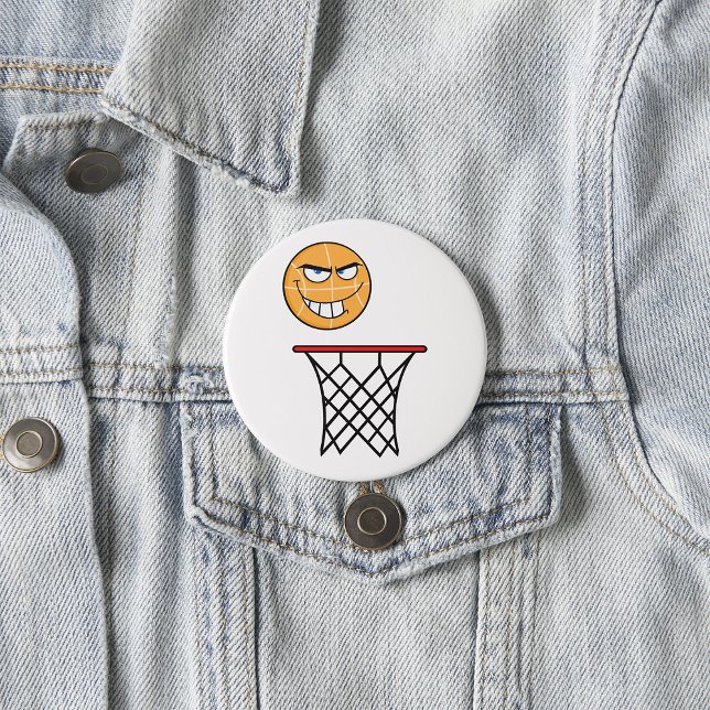 Funny Smirking Basketball Face Dunking  7.5 Cm Round Badge (Creator Uploaded)