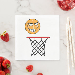 Funny Smirking Basketball Face Dunking Napkin