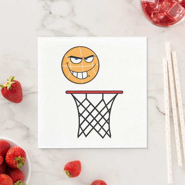 Funny Smirking Basketball Face Dunking  Napkin (Creator Uploaded)