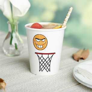 Funny Smirking Basketball Face Dunking Paper Cups