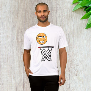 Funny Smirking Basketball Face Dunking  T-Shirt
