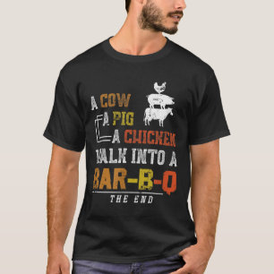 Funny Smoked Meat Pork Grilling Gift Pig Cow Barbe T-Shirt