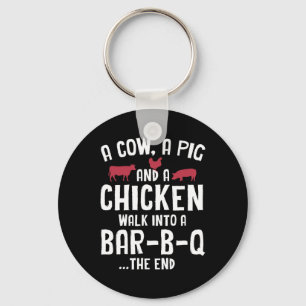 Funny Smoked Meat Steak Grilling Bar Barbecue Key Ring