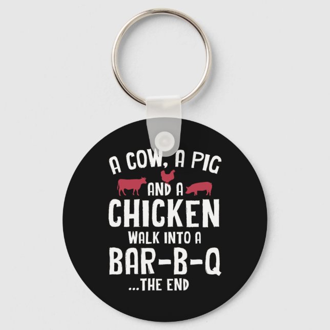 Funny Smoked Meat Steak Grilling Bar Barbecue  Key Ring (Front)