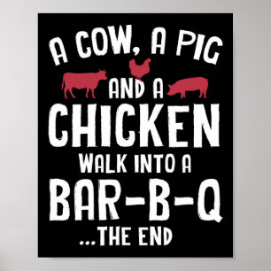 Funny Smoked Meat Steak Grilling Bar Barbecue  Poster