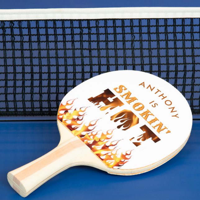 Funny SMOKIN HOT Fire Flames Personalised Ping Pong Paddle (Insitu)