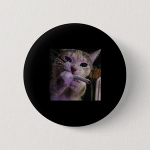 Funny Smoking Cat, Cigarette Kitty Gen Z Meme, Cat 6 Cm Round Badge