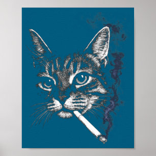 Funny Smoking Cat Cigarette Kitty Gen Z Meme Cat L Poster