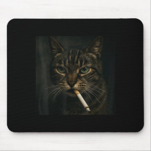 Funny Smoking Cat, Cigarette Kitty Gen Z Meme, Cat Mouse Pad