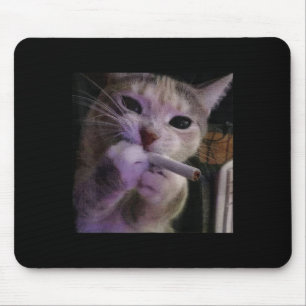 Funny Smoking Cat, Cigarette Kitty Gen Z Meme, Cat Mouse Pad