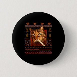Funny Smoking Cat Meme Christmas Ugly For Men Wome 6 Cm Round Badge