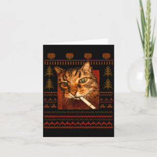Funny Smoking Cat Meme Christmas Ugly For Men Wome Card