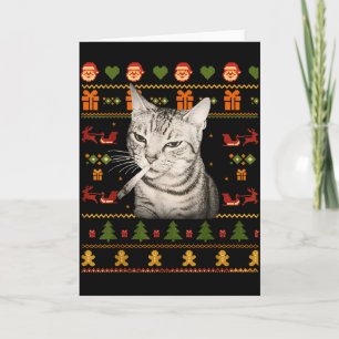 Funny Smoking Cat Meme Christmas Ugly Sweaters For Card