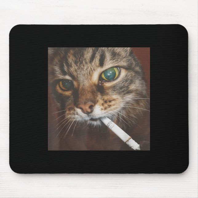 Funny Smoking Cat Meme  Mouse Pad (Front)
