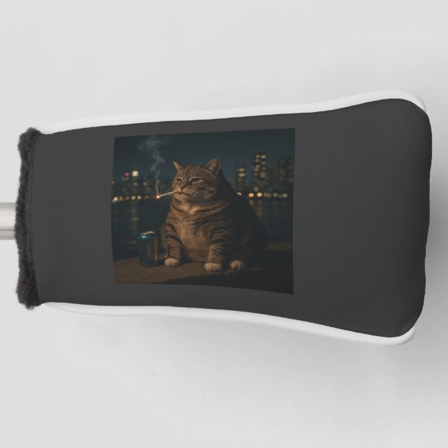 Funny Smoking Cat Meme Stupid Brainrot  Golf Head Cover (Front)