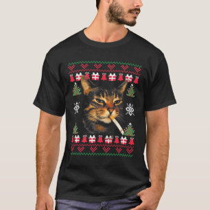 Funny Smoking Cat Meme Ugly Christmas Sweater For