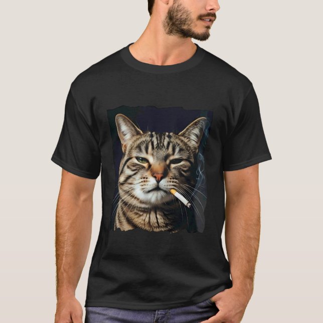 Funny Smoking Cat Sarcastic Meme Tee (Front)