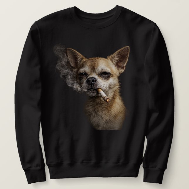 Funny Smoking Chihuahua — Vintage Y2K Grunge Dog  Sweatshirt (Design Front)