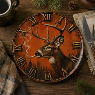 Funny Smoking Deer Rustic Hunting Cabin  Paper Plate