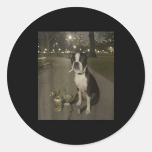 Funny Smoking Dog Meme Cigarette Gen Z Meme Dog Lo Classic Round Sticker