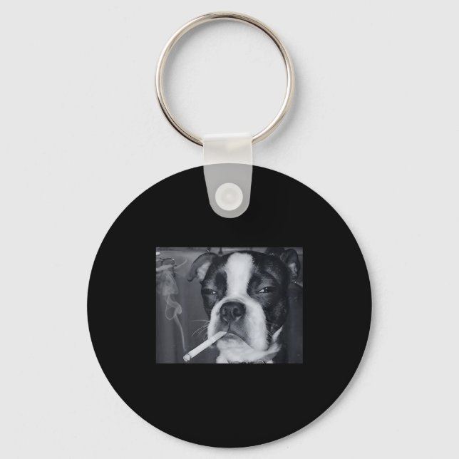Funny Smoking Dog Meme Cigarette Gen Z Meme Dog Lo Key Ring (Front)