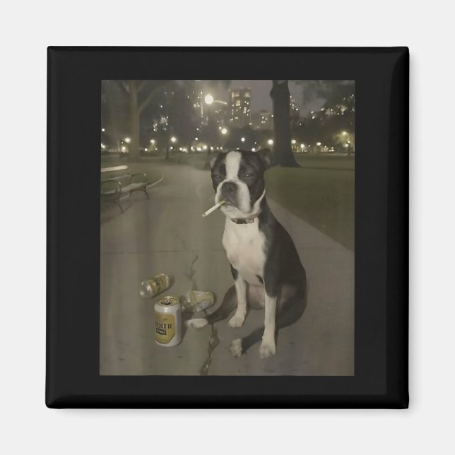 Funny Smoking Dog Meme Cigarette Gen Z Meme Dog Lo Magnet (Front)