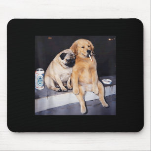 Funny smoking dog pug meme golden retriever meme mouse pad