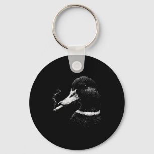 Funny smoking duck hunting mallard duck smoking key ring
