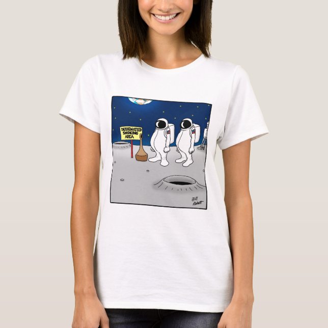 Funny Smoking in Space Cartoon Gifts T-Shirt (Front)