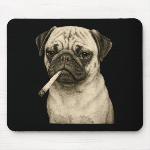 Funny Smoking Pug Dog Cigarette Gen Z Meme Graphic Mouse Pad